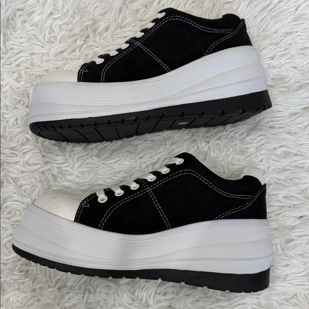 Dolls Kill Current Mood Black White Platform Sneaker Size 8